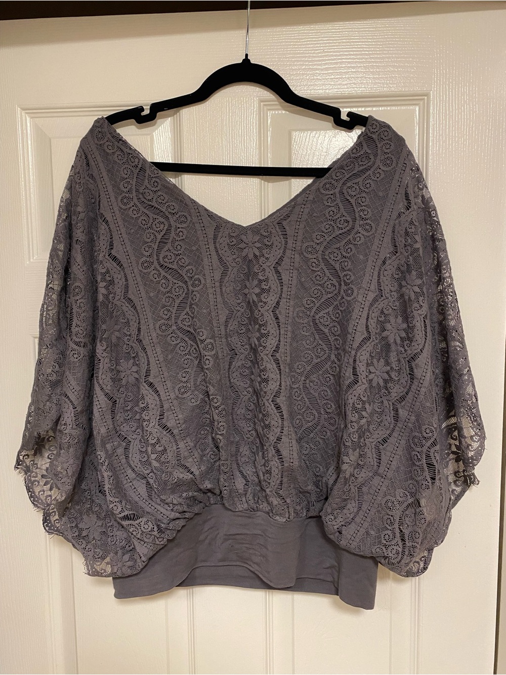 Grace Elements Gray Lace Dolman Blouse